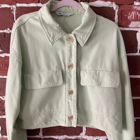 Zara Green Cropped Light Jacket - Picture 3 of 4